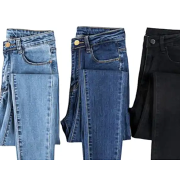 Fashionable denim pants with high waist