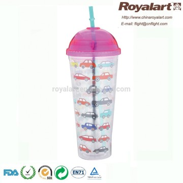 20oz Plastic straw cup with ball lid
