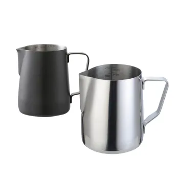Stainless Steel Milk Frothing Pitcher with Point-Mouth Measurement Scale for Latte Art, Espresso, and Coffee Making