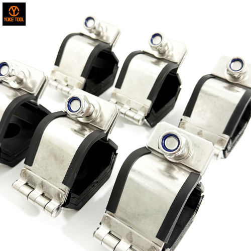 Abrazaderas para cables de acero inoxidable con trébol IEC 61914 para protección contra cortocircuitos con pernos y tuercas