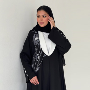 Xarrago Lapel Collar Black Abaya Cardigan Robe