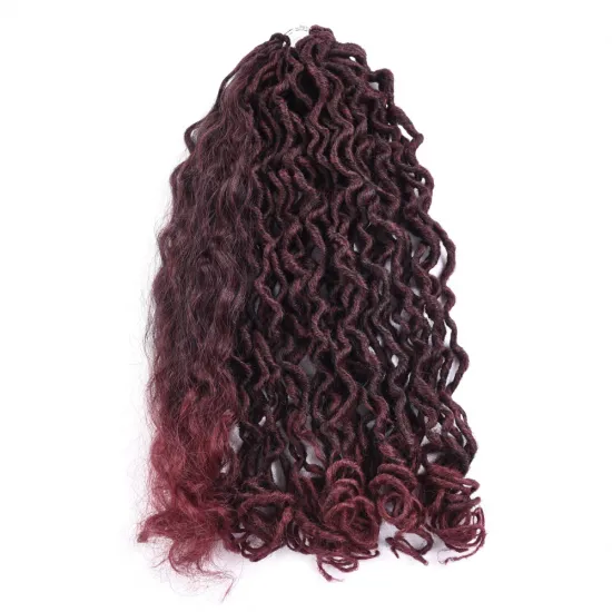 Long 18inch Curly Red Brown Goddess Faux Locs Crochet Braiding Hair Fluffy Passion Twist Braids Synthetic Hair Extensions