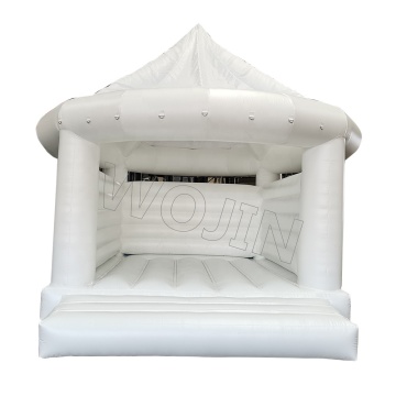 Factory Price Inflatable White Wedding Bouncer Castle House with Top Roof Cover for Sale