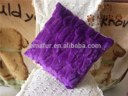 Purple RABBIT FUR PILLOW