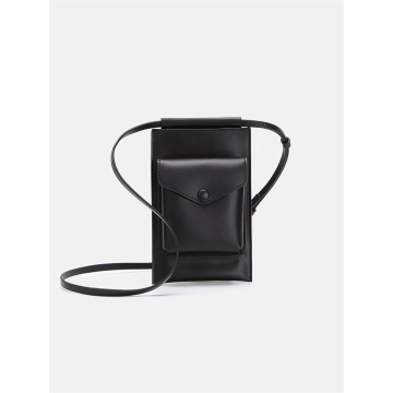 Bolsa de celular de couro genuíno simples feminino diagonal