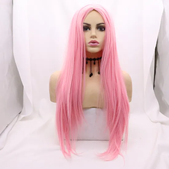 Vigorous full hair wig pink long straight woman 24 inches perruques synthetic heat resistant fiber hair and wigs non lace