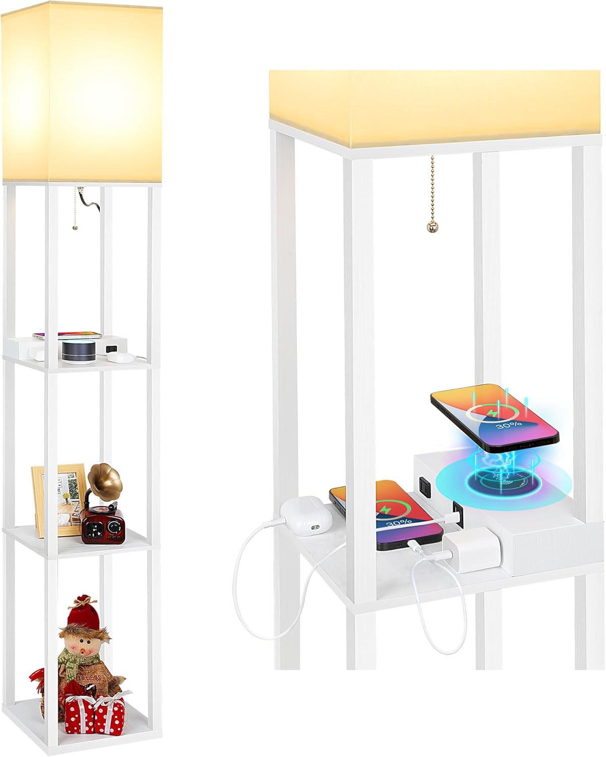 F250831 Shelf floor lamp wireless charger USB (4)