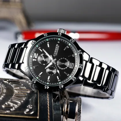 current promotional three eyes six hand quartz watch