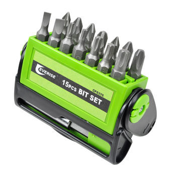 15-piece Bit Set, Unique Design, Box Can Stand on Working Table