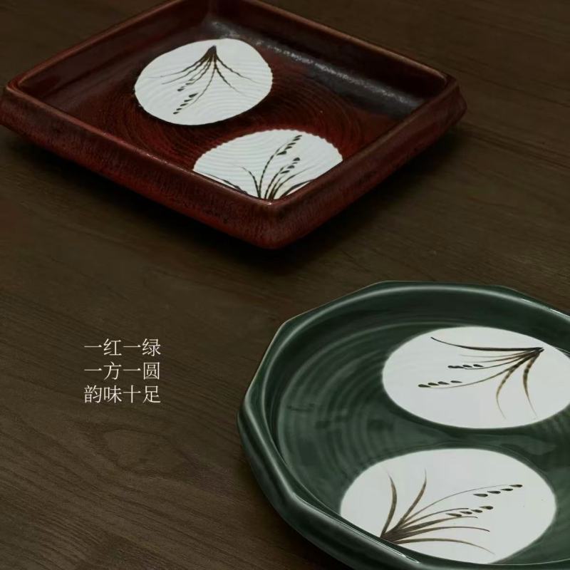 Red and Green Asian Themed Dinnerware with Classic Patterns