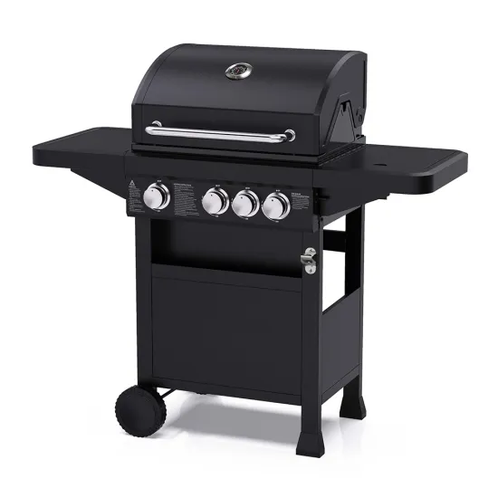 Whole Black Propane Fuel 3 Burner Gas Barbecue Grill with Side Burner 12000BTU Each