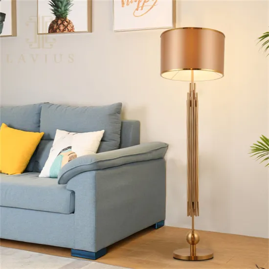 Charming Cloth Lampshade Hotel Gold Floor Lamp