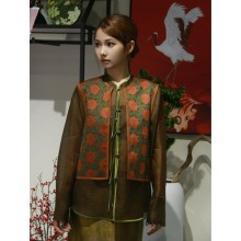 blusa de seda marrón oscuro