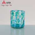 ATO leopard print handmade black glass candel jars