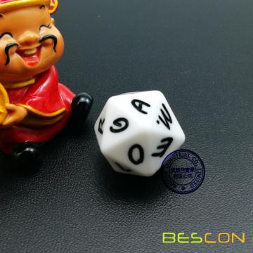 Bescon Alphabet Dice 20 Faces A-T Uppercase, 20 Sides Letter Dice