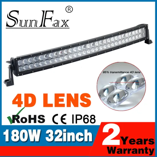 Hot selling 32 inch 180W curved offroad C REE led light bar with 4D optic lens, spot, flood,combo