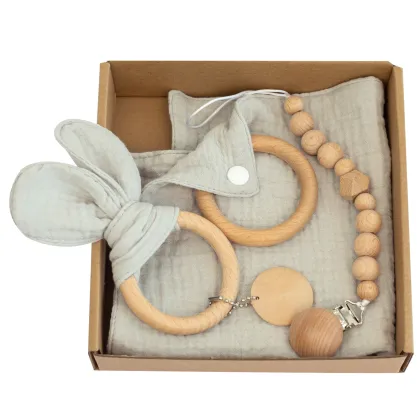 3-in-1 Teething Toy and Pacifier Accessory Pack: Including Teether Rings, Bibs, and Pacifier Clips for Babies