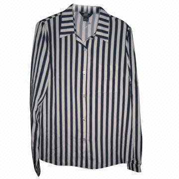 Women's good-quality fashionable printed stripe woven blouses, customized clothing accepted