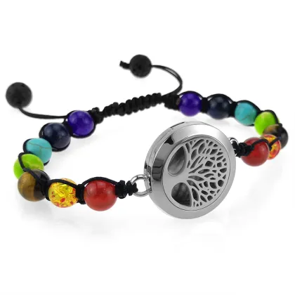 Chakra tree of life locket charm diffuser bracelet
