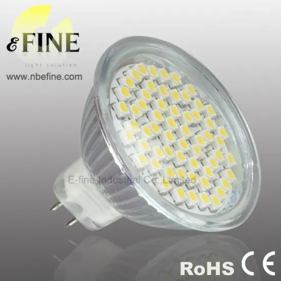 MR16 SMD led lamp 60 pcs 3528 SMD with glass shape same size of halogen lamp GU10