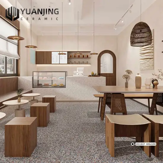 New Foshan Factory: Matte Grey Terrazzo-Style Ceramic Porcelain Tiles with Rural Design and Anti-Slip Finish