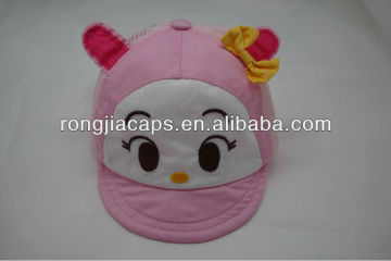 Bowknot and Embroidery eye girl's 100% cotton baby cap