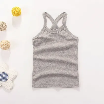Hot Selling Children's Cotton Tank Tops - Solid Color Undershirts for Boys and Girls