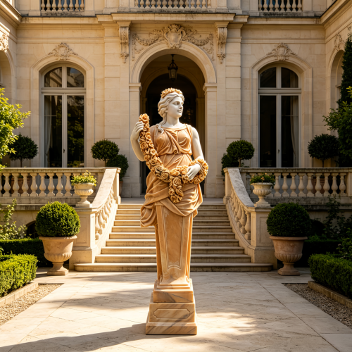 Classical Rose Wreath Garden Sculpture