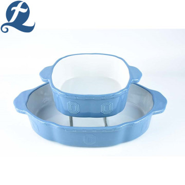 Wholesale copper grain ceramic baking pan with binaural