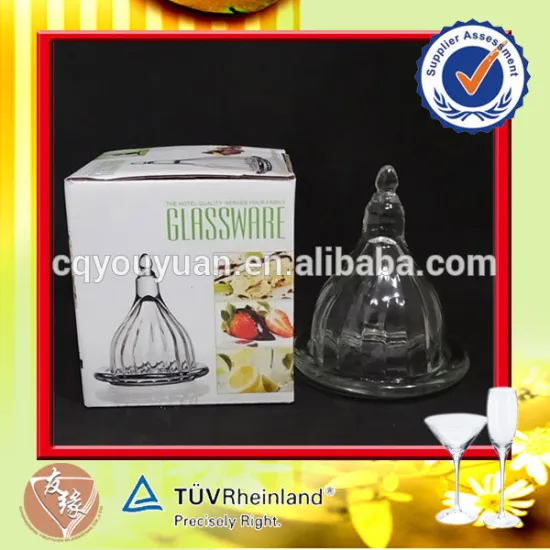 Custom design glass material modern cake stand with dome