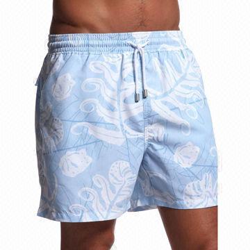 Shorts de natação masculina com impressão, confortável para desgastar, adequado para férias