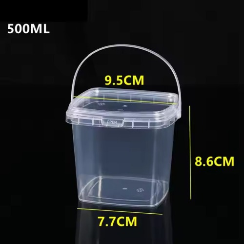 Transparent Plastic Bucket Square Ice Bucket Food Packing