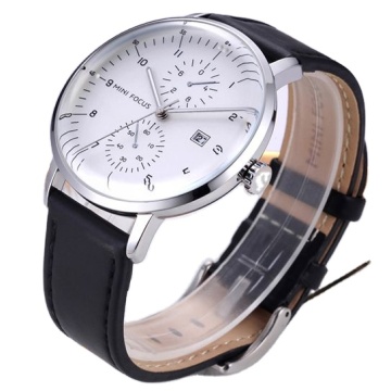 Mini 0052 Quarzgelenkwache - Lederband, Autodatum -Display, Luxus -Business -Uhr für Männer
