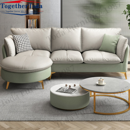 Sofá seccional de cuero muebles de sala de estar de lujo