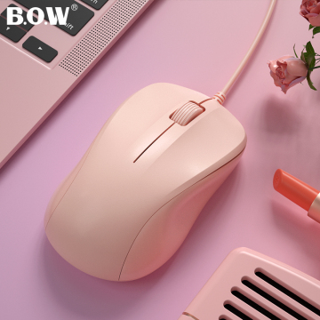 Colorful Cute White Pink Mini Portable Silent Ergonomic Wired Mouse for Desktop Laptop