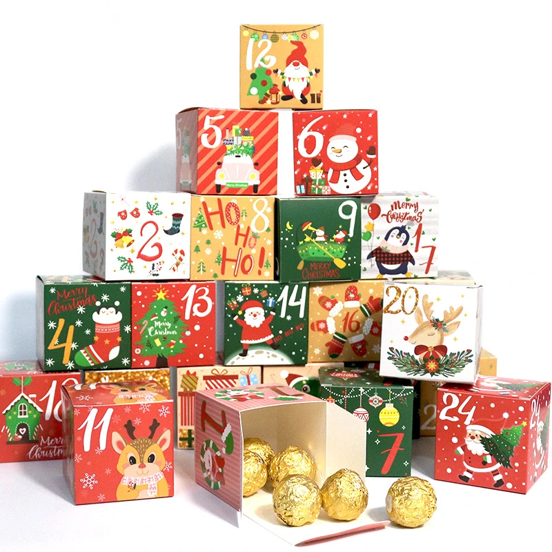 Custom Eco Friendly Christmas Paper Donuts Candy Packaging Box with Logos