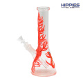 Glass Beaker Bong with Red hand painting