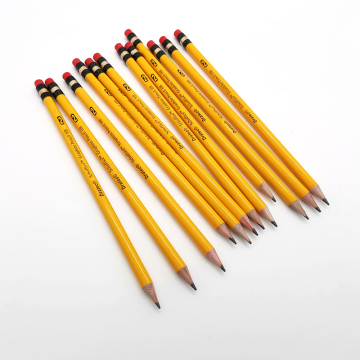 Customized 7 Inch Poplar Wood Hexagonal Yellow HB Pencil with Red Eraser Tips - Free Logo Sample