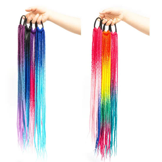 AliLeader Design 24" Customize 8 colors Long Box Braid Crochet Hair with Elastic Band Synthetic Ponytail Hairpiece