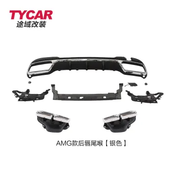 Mercedes-Benz E-Class (W212) Rear Lip Spoiler and Exhaust Modification Kit: AMG Style Four-out Tailpipe Sports Small Surround