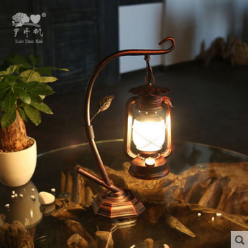 Chinese bedside antique brass desk table lamp base with electrical outlet