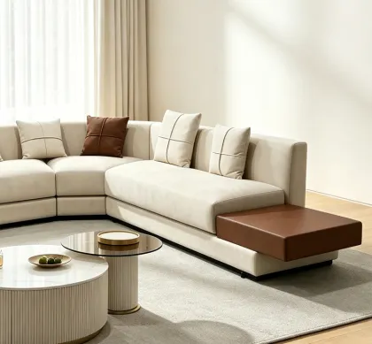 Modern L-Shaped Fabric Sofa Set