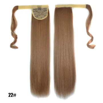 Wholesale Natural Blonded Synthetic Hair Ponytail Extensions Silky Straight Clip In Ponytail Wrap Around Synthetic Hair forWomen