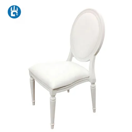 Factory Sale Wood Grain Stackable White Dining Banquet Aluminum Louis Chair