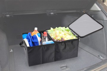 Low MOQ 300PCS 2-compartment car trunk container organizer with cooler bags