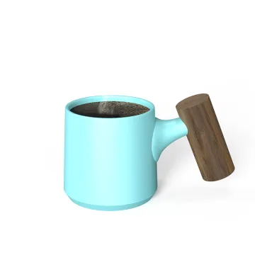 Wholesale Custom Porcelain Coffee Cups with Walnut Wood Handle