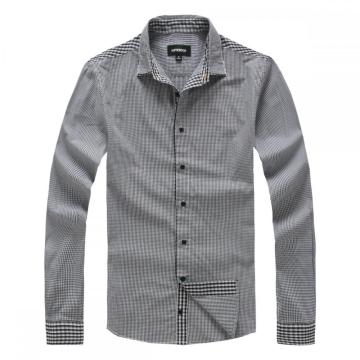 Black White Plaid Splicing Single Breasted Shirt