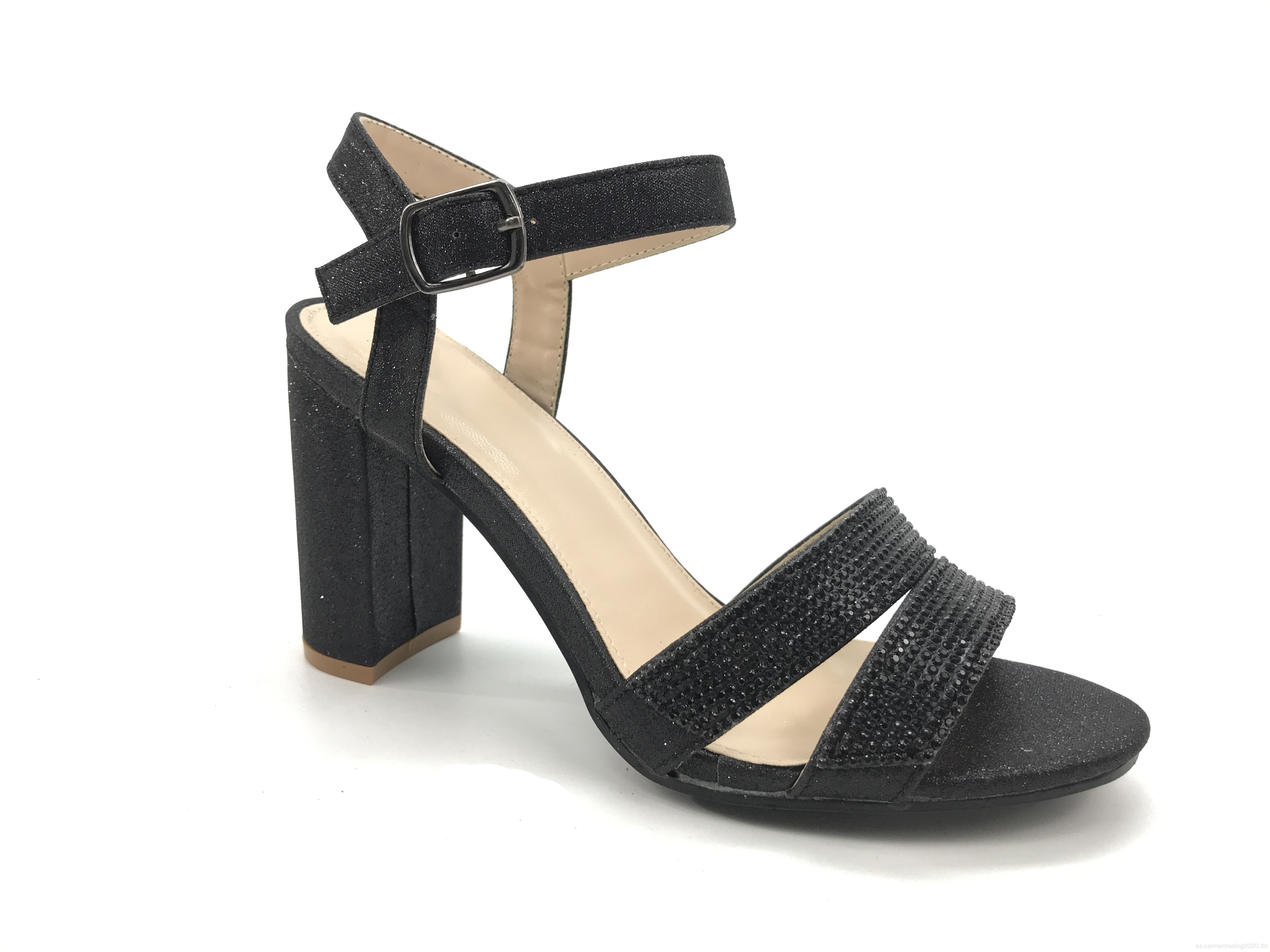 Nuevas llegadas de tacones negros zapatos sandalia para mujeres