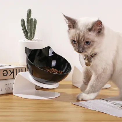 cat food bowl slant transparent single bowl