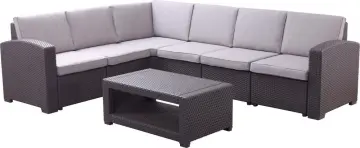 5 Seaters L Shape Outdoor Plastic Sofa Set